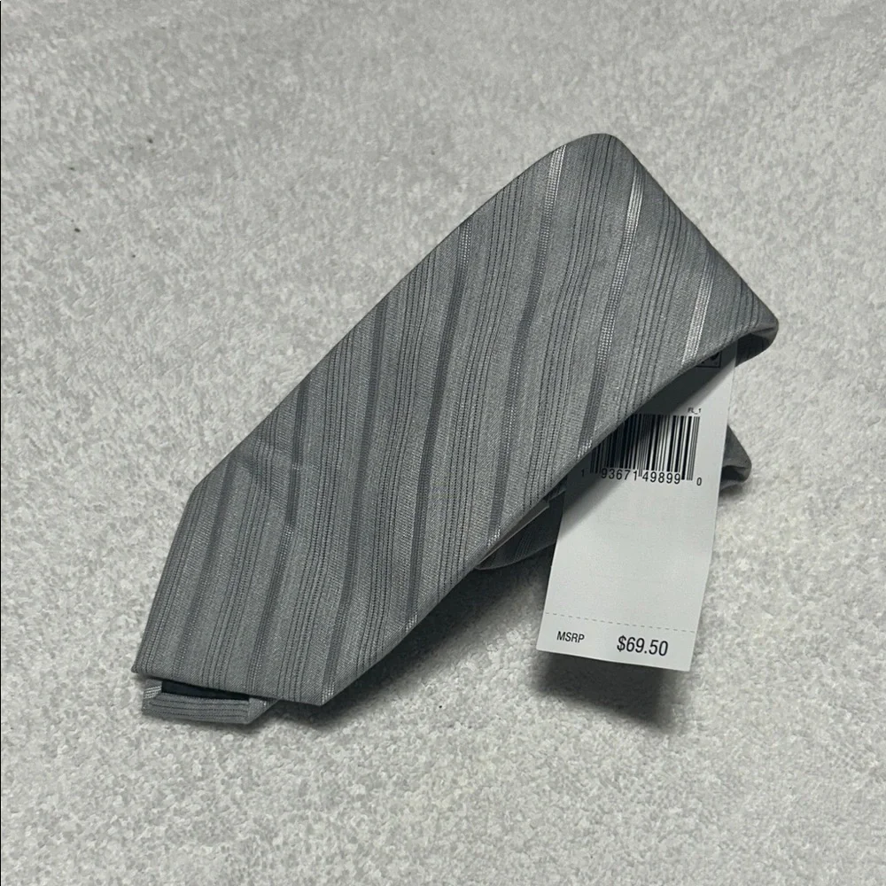Calvin Klein‎ Elegant Gray Striped Tie NWT